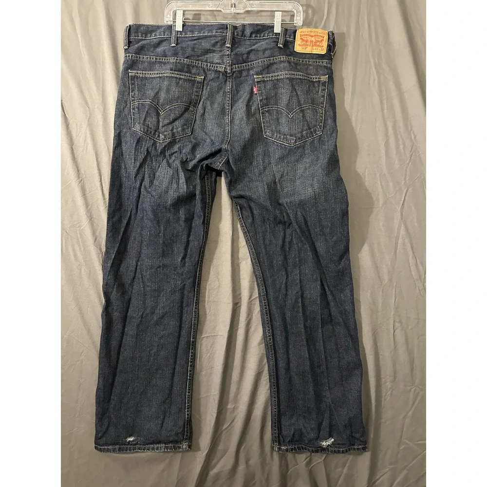 Levis 569 Jeans Mens 40x32 Blue Denim Loose Straight Fit Stretch Western Cowboy